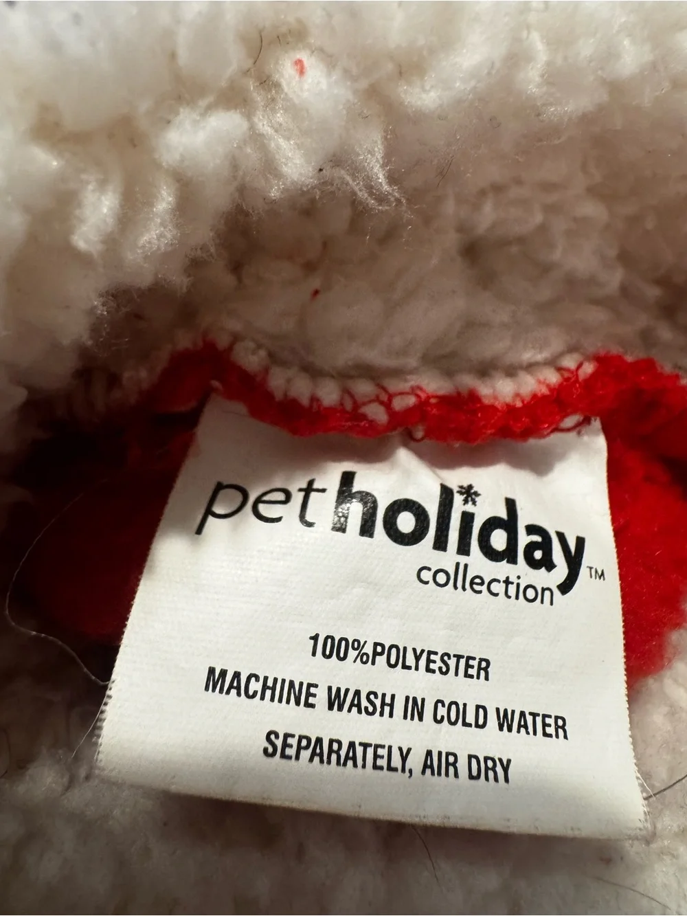 Red Sherpa-Trim Dog Sweater with Green Bone Accent